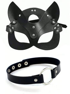 2PCS Women's Face and Neck Decoration Set Fashionable and Sexy Mask Collar Daily Holiday Party BDSM Clothing Accessories