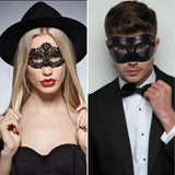 legant Black Lace Masquerade Mask Set for Couples - Perfect for Venetian Party, Mardi Gras, and Halloween Celebrations