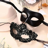 legant Black Lace Masquerade Mask Set for Couples - Perfect for Venetian Party, Mardi Gras, and Halloween Celebrations